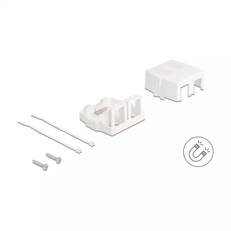 Delock 85843 Prázdne puzdro Keystone, 2-portové, s magnetickou základňou, biele