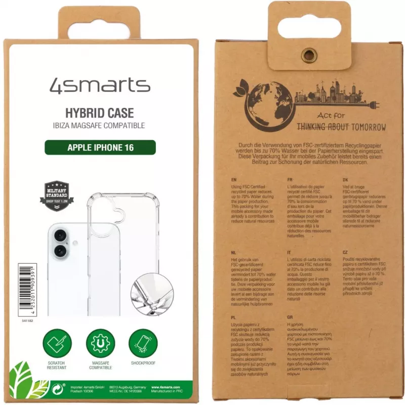 Puzdro 4smarts iPhone 16 15,5 cm (6,1 palca) transparentné