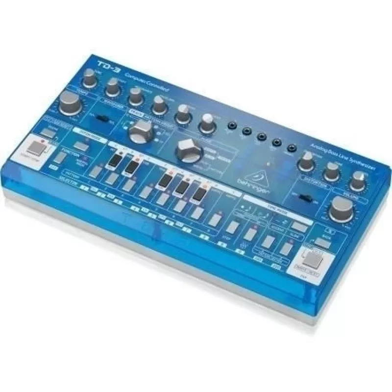 Basový syntetizátor Behringer TD-3-BB Blue Transparent – analógový bassline modul