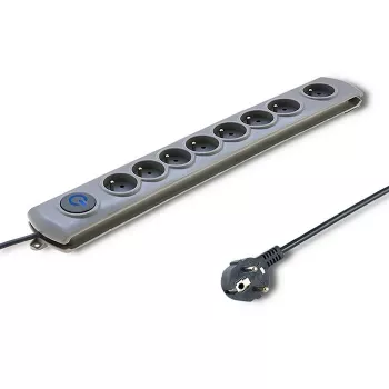 50168 Prepäťová ochrana 8 výstupov Schuko 230 V 3 m sivá - prepäťová ochrana (8 Schuko zásuviek, Type F, 230 V, 50 Hz - Qoltec