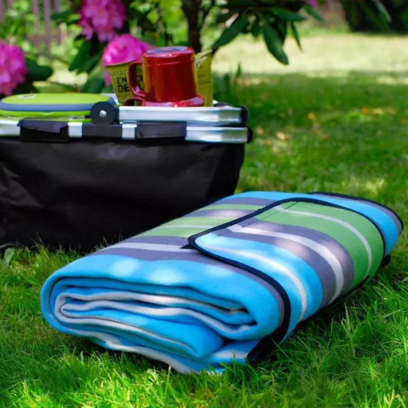 Pikniková deka PROMIS KP200PZ, zelené pruhy, 200 x 150 cm