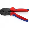 Krimpovacie kliešte Knipex PreciForce model 975236 SB — izolované rukoväte v čiernej, modrej a červenej