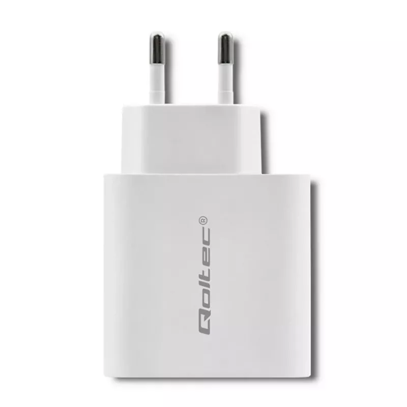 Qoltec 51718 nabíjačka | 45W | 5-20V | 2,4-3A | USB Type-C PD | USB | biela