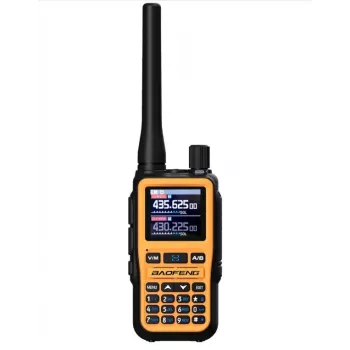 Ručná vysielačka Baofeng Walkie-Talkie UV-5R Mini s funkciou nabíjania USB-C, Bluetooth, VHF/UHF, 5 W, 1600 mAh, oranžová