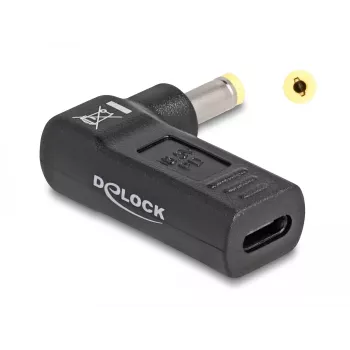 DeLOCK adaptér USB Type-C konektor samica na HP 4,8 x 1,7 mm konektor samec 90° zahnutý