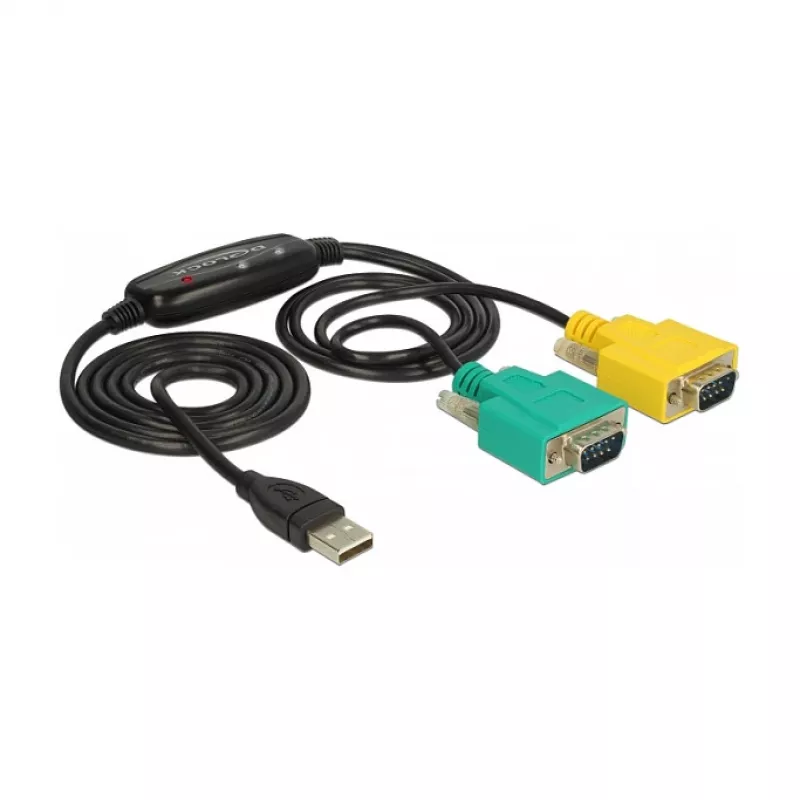 Sériový kábel DeLOCK 63466 USB Type-A DB-9 1,5 m čierny zelený žltý