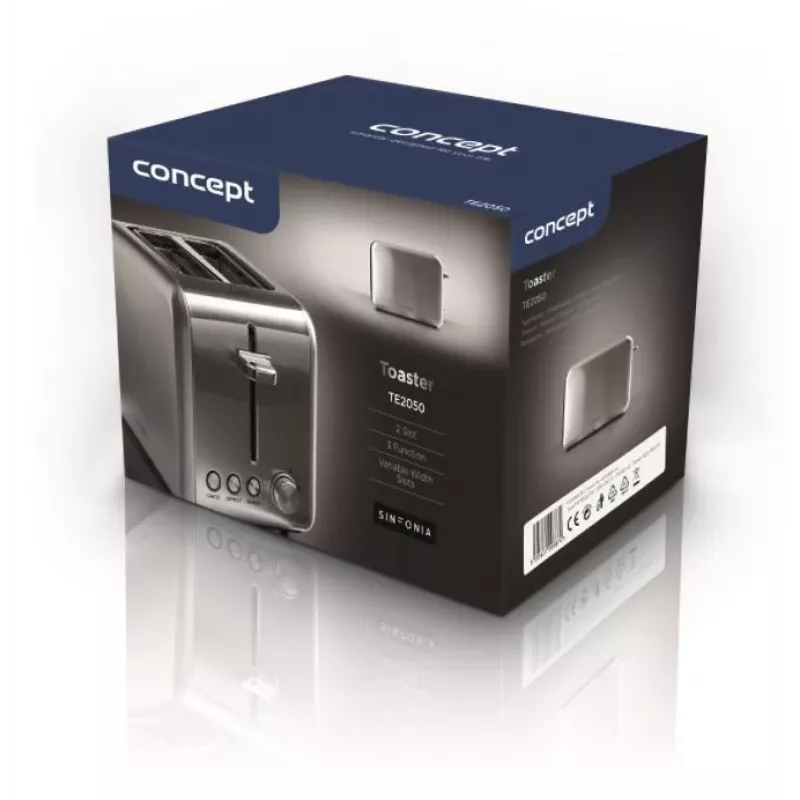 Hriankovač Concept Solution TE2050 – 2 plátky, 950 W, nerez, 280×160 mm