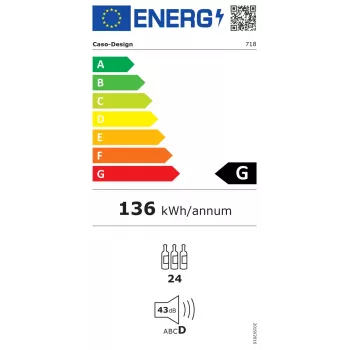 Caso | Smart Wine Cooler | WineExclusive 24 | Energetická trieda G | Vitrína | Kapacita fliaš 24 fliaš | Chladiaca technológia Kompresor | Čierna