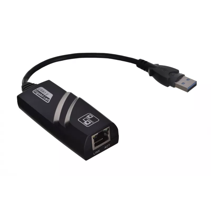 Akyga AK-AD-31 USB-3.0 na Gigabit Ethernet adaptér, RJ45, 15 cm kábel, čierna