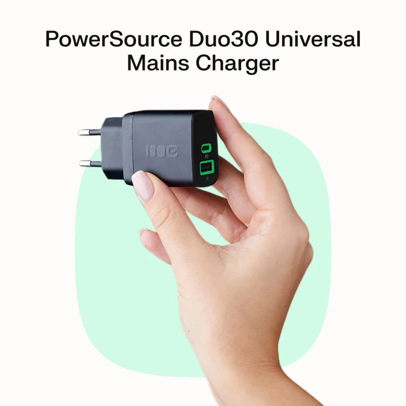 Napájací zdroj Green Cell PowerSource Solo30 30W čierny — USB-C jednoportová nabíjačka