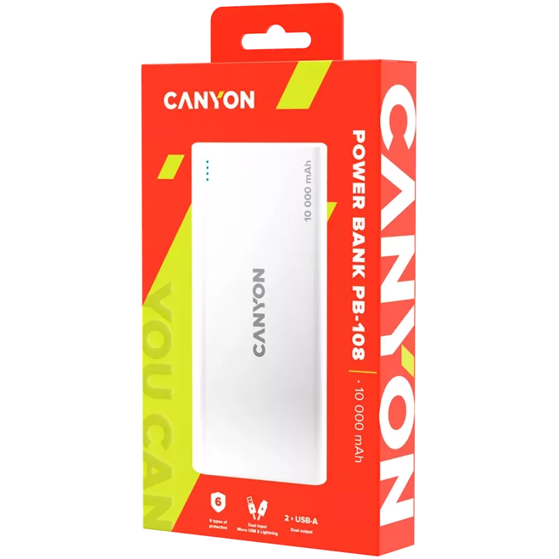 CANYON Powerbank PB-108 10000 mAh biela