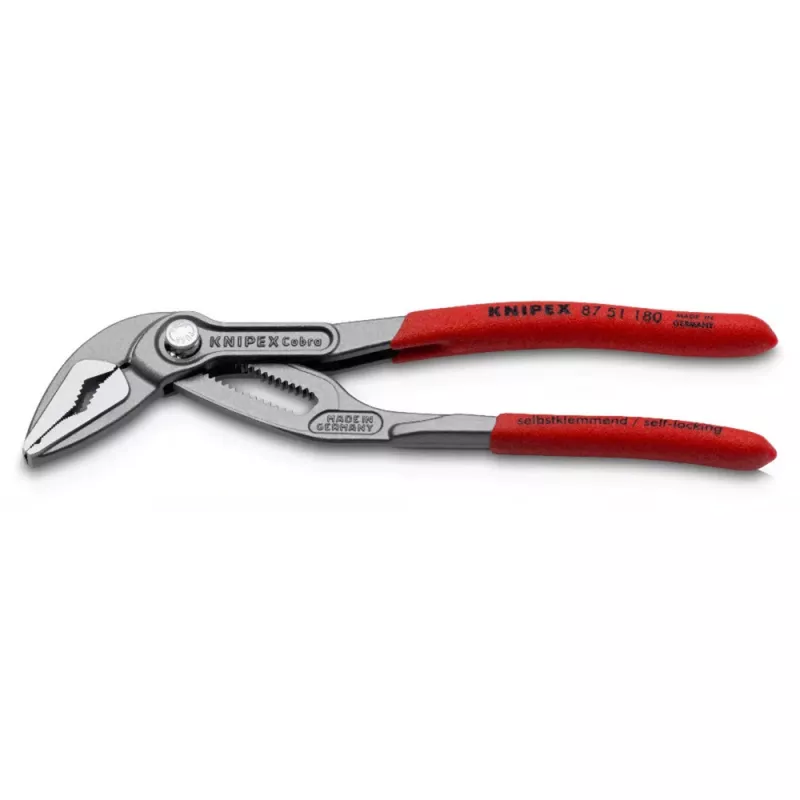 Kliešte na vodovodné potrubie Knipex Cobra ES 87 51 180 SB – nastaviteľné čeľuste 0–45 mm