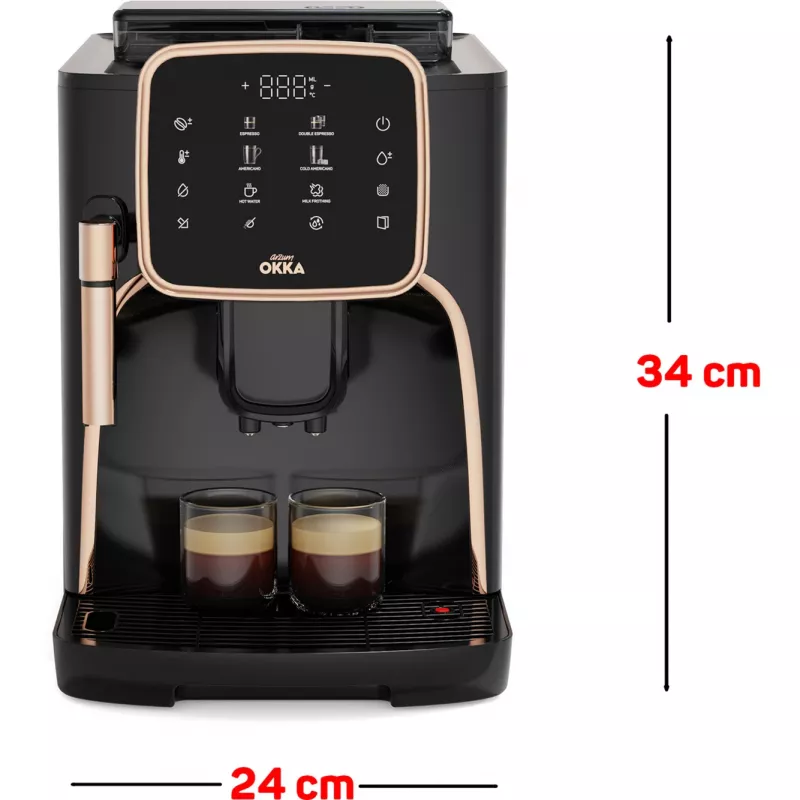 Okka Espresso Pro, plnoautomat čierny/bronzový, 1450 wattov