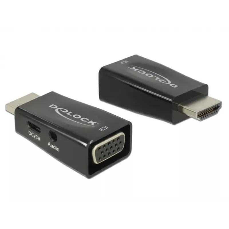 Adaptér DeLOCK 65901 HDMI A na VGA & 3,5 mm audio čierny