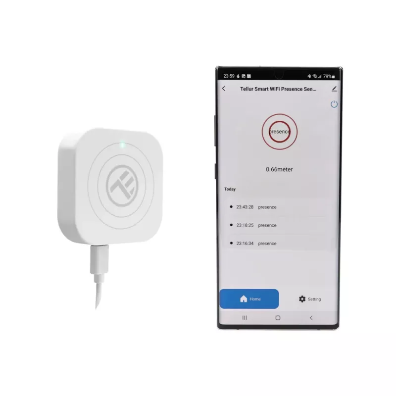 Senzor prítomnosti Tellur TLL331552 WiFi biely — bezdrôtový detektor prítomnosti, biely