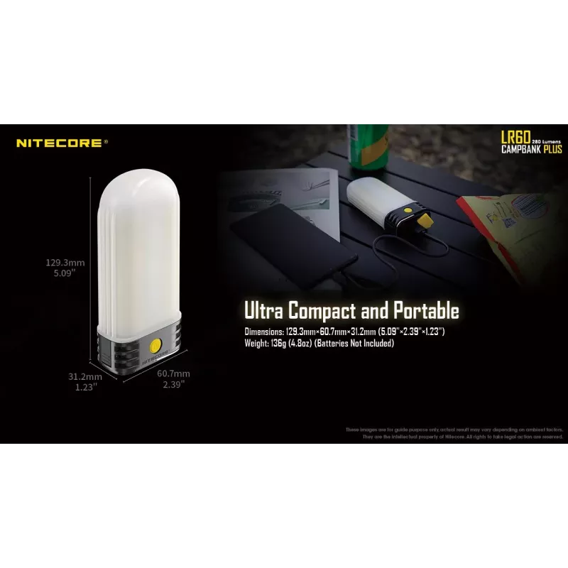 Kempingová lampa na batérie Nitecore LR60 280 lm USB C