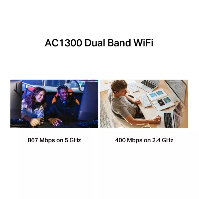 Mercusys MA30H AC1300 High Gain dvojpásmový Wi-Fi USB adaptér, čierny