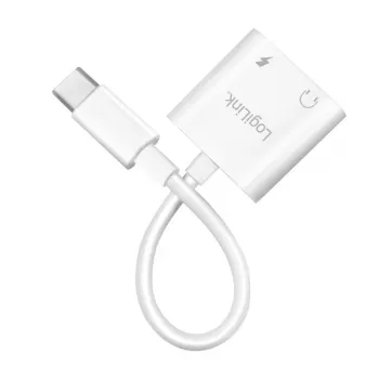 LogiLink USB-C audio adaptér USB-C/M na 2x USB-C/F 60W PD biely