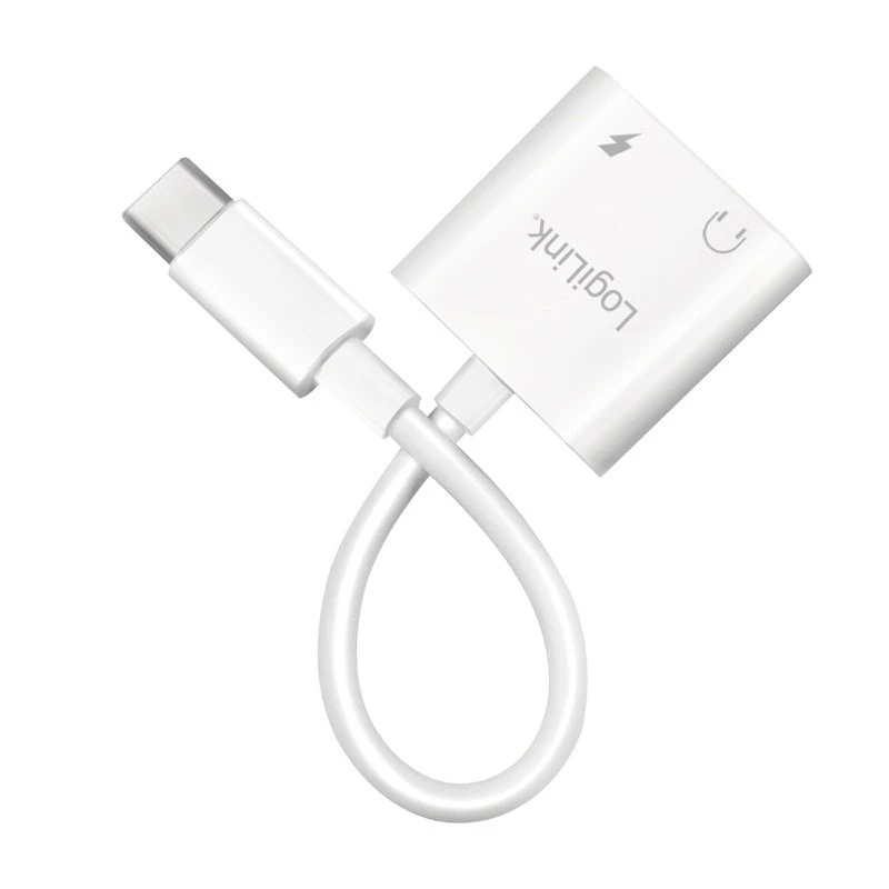 LogiLink USB-C audio adaptér USB-C/M na 2x USB-C/F 60W PD biely