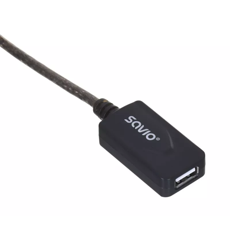 Aktívny USB predlžovací kábel SAVIO CL-130 10 m USB 2.0 A konektor samec–konektor samica, 5 V, čierny