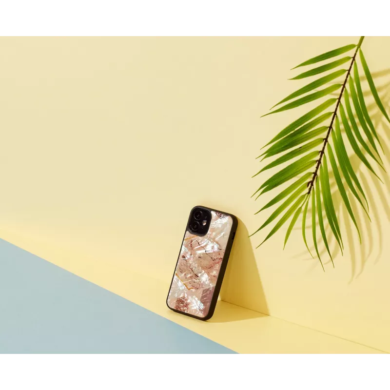 Ochranné puzdro iKins pre Apple iPhone 12 mini — ružový mramorový vzor, tenké prevedenie