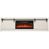 TV skriňa s elektrickým krbom Cama Meble GRANERO model RTV GRANERO + KOM B/B, 200 x 56,7 x 35 cm, biela/vysokolesklá biela, 2 dvere, 2 police, MDF/drevotrieska