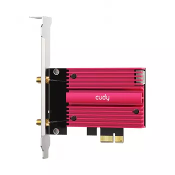 Interná WLAN Bluetooth sieťová karta Cudy WE9300S PCIe, Wi‑Fi 7 (802.11be) tri-band 2.4/5/6 GHz, 5765 Mbit/s, Bluetooth 5.4, externá 2x2 anténa