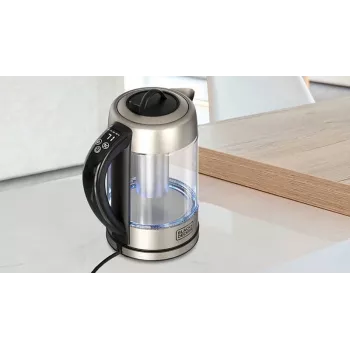 Rýchlovarná kanvica Black & Decker 1,7 L 2200 W čierna nerez priehľadná