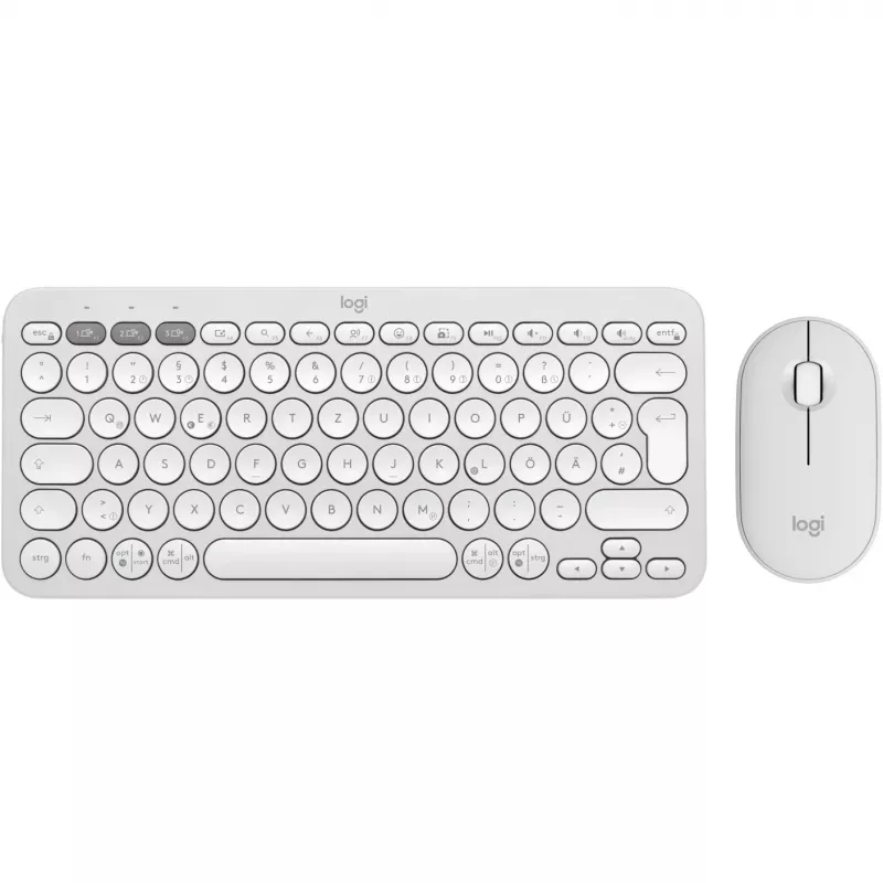 Logitech Pebble 2 Combo Set, biela, bezdrôtová, nemecká, 920-012204