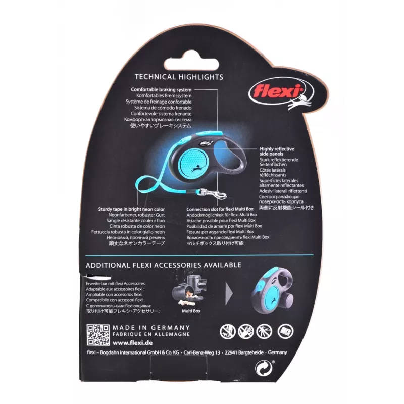FLEXI New Neon M - navíjacie vodítko - 5 m