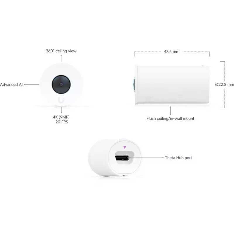 Ubiquiti UniFi AI Theta 360 objektív • 4K • 360° • UVC-AI-Theta-Lens-360