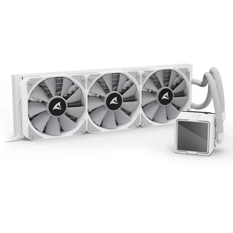 All-in-One CPU kvapalinový chladič Sharkoon S100 ARGB biely – 360 mm radiátor, Infinity-Mirror efekt