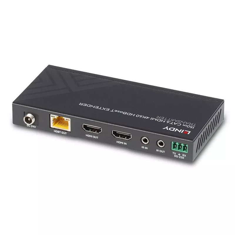 Lindy 38217 extender HDBaseT HDMI 4K60 cez Cat.6 150 m, IR a RS-232, vysielač a prijímač