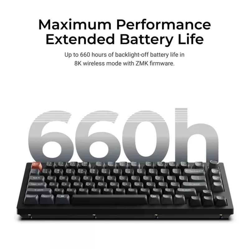 Mechanická klávesnica Keychron V1 Ultra 8K — 75 % QWERTY, Bluetooth, káblová, RGB, čierna