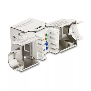 DeLOCK Keystone modul RJ45 konektor samica na LSA Cat.6A kovové zaistenie bez nástroja 90° zahnutý tienený