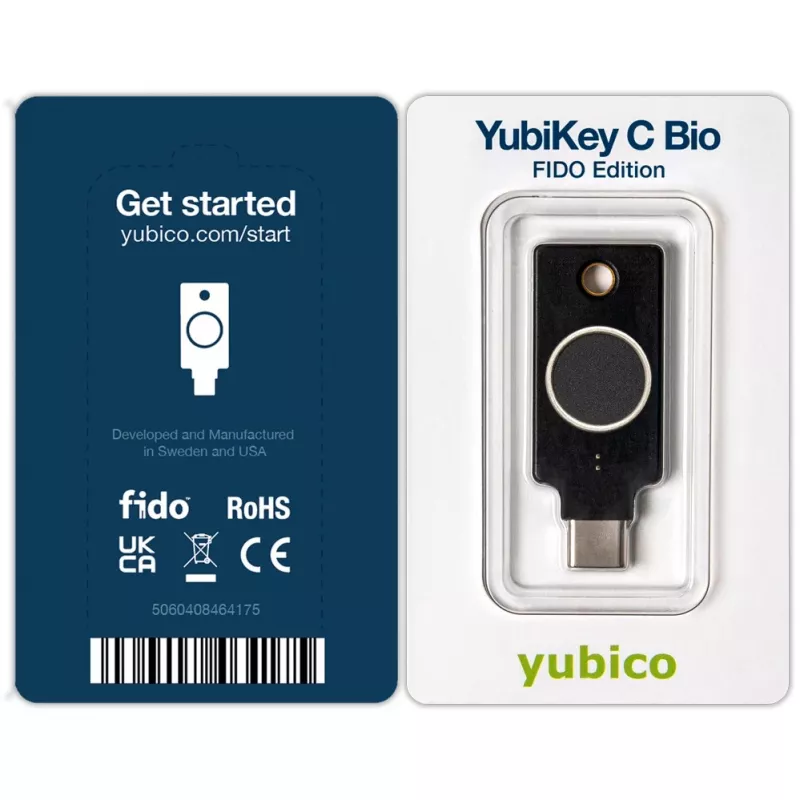 YubiKey C Bio FIDO Edition Yubico čierna autentifikácia bez hesla