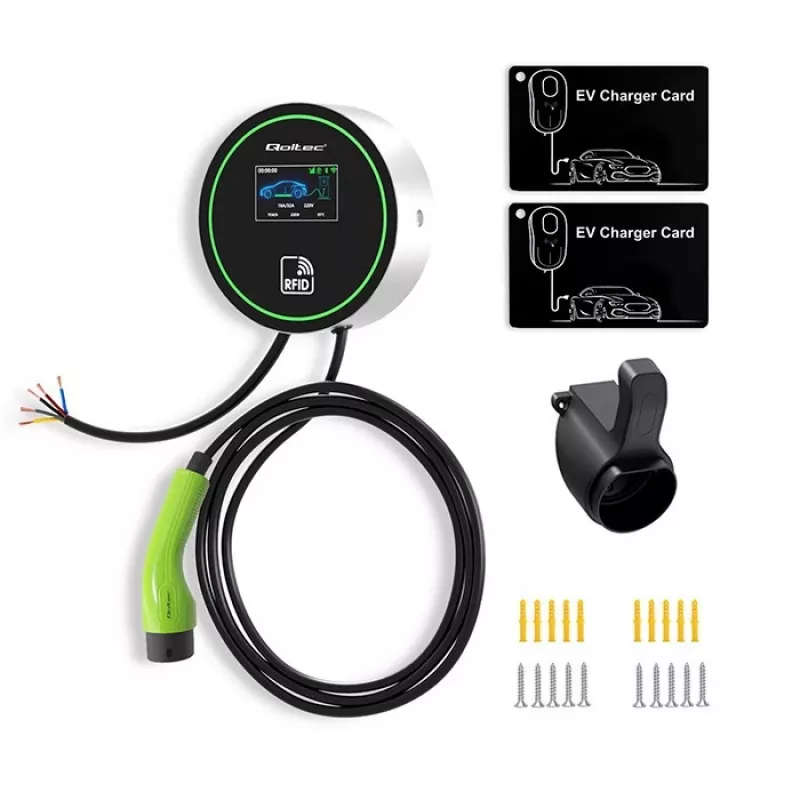 Nabíjacia stanica pre EV QOLTEC 52432 Type2 22 kW WLAN s LCD displejom