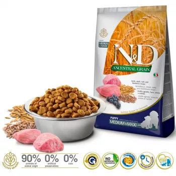FARMINA N&D Ancestral Grain Puppy Medium&Maxi Lamb - suché krmivo pre psy - 12 kg