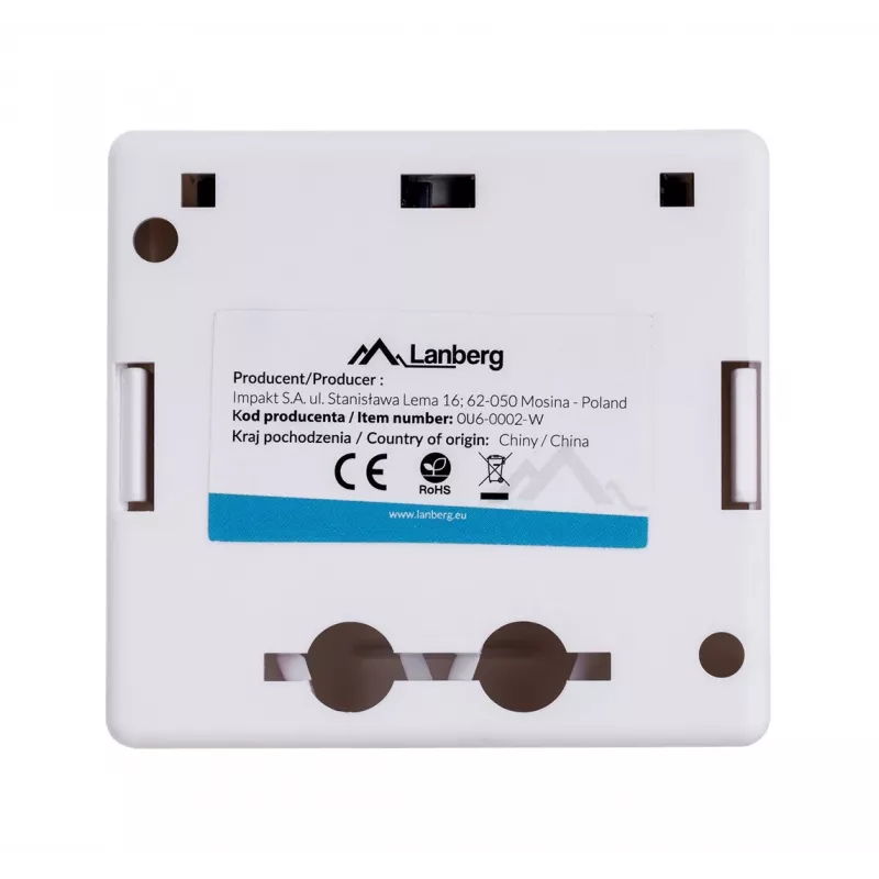 LANBERG nástenná zásuvka RJ-45 Cat6 OU6-0002-W biela, 2 konektory samica, 30×54×57 mm