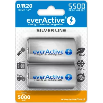 Nabíjacia batéria everActive EVHRL20-5500 D NiMH 1,2 V 5500 mAh, balenie 2 ks