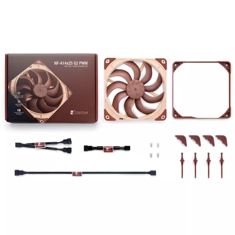 Ventilátor Noctua NF-A14x25 G2 PWM 140 mm 1500 ot/min SSO2 ložisko 4-pin PWM béžový