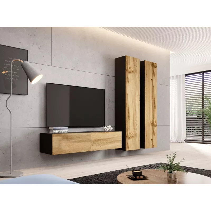 Cama TV stojan VIGO 140 30/140/40 čierny/dub wotan