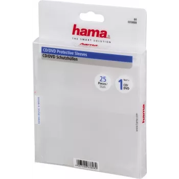 Hama CD/DVD ochranné obaly, balenie 25, 25 diskov, transparentné