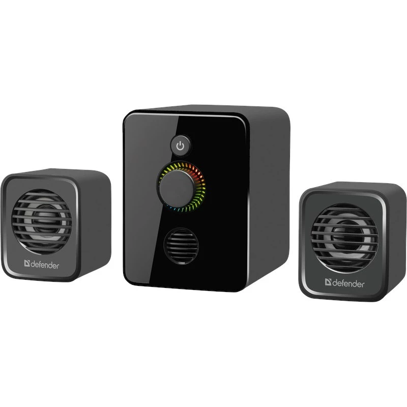 Defender V12 65212 počítačové reproduktory 2.1, 11 W, subwoofer 5 W, napájanie cez USB, LED podsvietenie, čierne, 115 x 130 x 223 mm