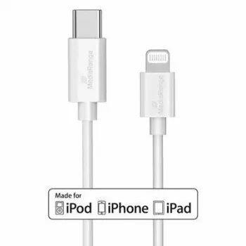 USB kábel MediaRange MRCS215 1 m USB C USB C/Lightning biely