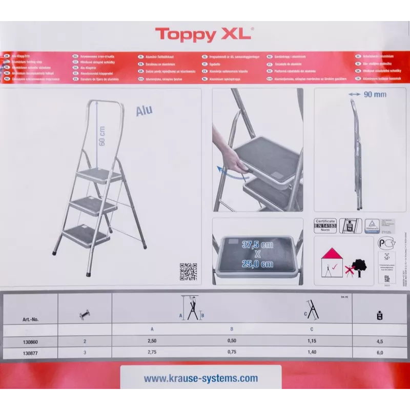 Krause skladacia stolička Toppy XL strieborná