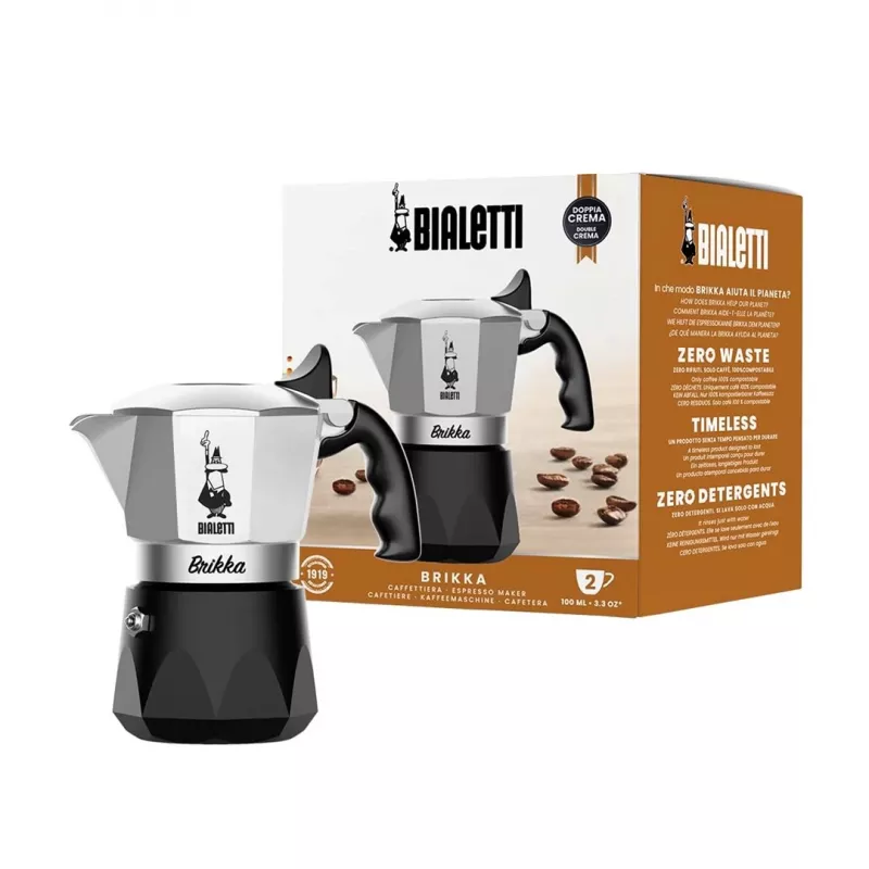 Bialetti Brikka moka kanvica 0,1 L čierna, nehrdzavejúca oceľ
