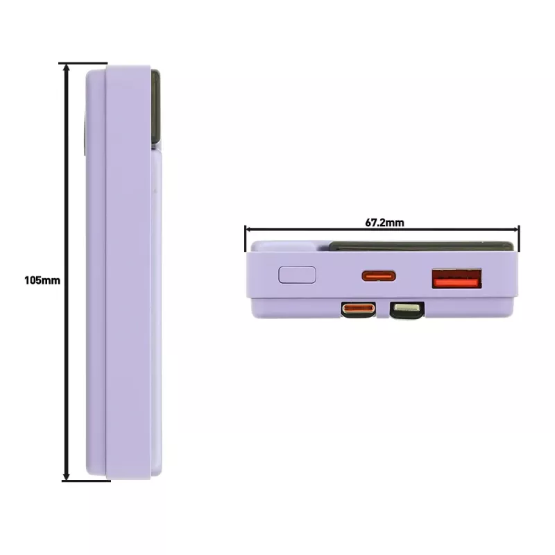 Prenosná powerbanka Tellur TLL158441, 10000 mAh, integrovaný USB-C a Lightning kábel, fialová