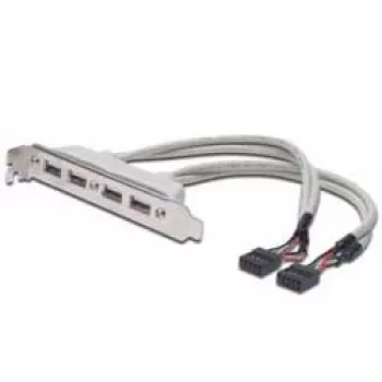 Slotový kábel USB 2.0 HighSpeed Type 2xIDC (5pin)/4xUSB A M/F sivý 0,25 m