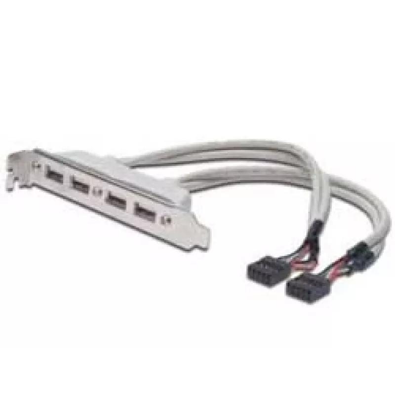 Slotový kábel USB 2.0 HighSpeed Type 2xIDC (5pin)/4xUSB A M/F sivý 0,25 m